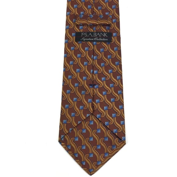 Jos. A. Bank Signature Collection Brown Blue Squares Elegant Office Tie Necktie - Picture 6 of 8